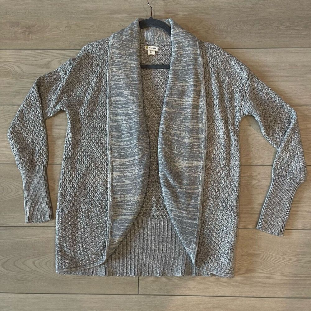 Dakini Womens Cardigan Open Front M Gray Wool Blend Classic Cozy Comfort